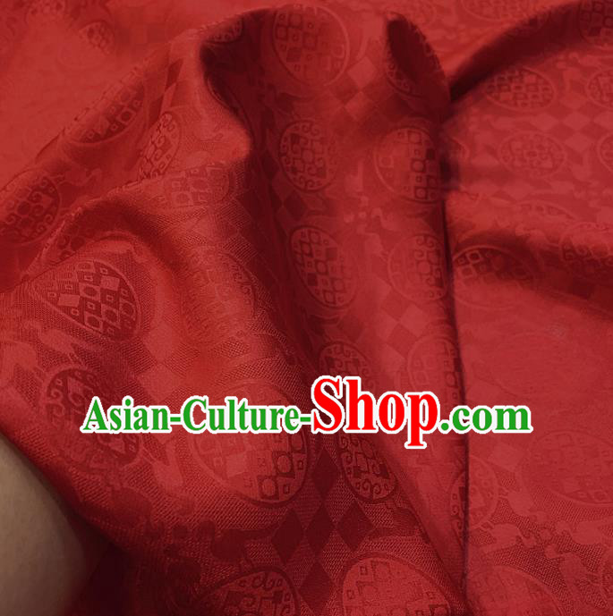 Chinese Classical Round Pattern Purplish Red Silk Fabric Traditional Ancient Hanfu Dress Brocade Cloth Chinese Classical Round Pattern Purplish Red Silk Fabric Traditional Ancient Hanfu Dress Brocade Cloth