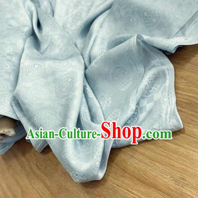 Chinese Classical Round Pattern Light Blue Silk Fabric Traditional Ancient Hanfu Dress Brocade Cloth Chinese Classical Round Pattern Light Blue Silk Fabric Traditional Ancient Hanfu Dress Brocade Cloth