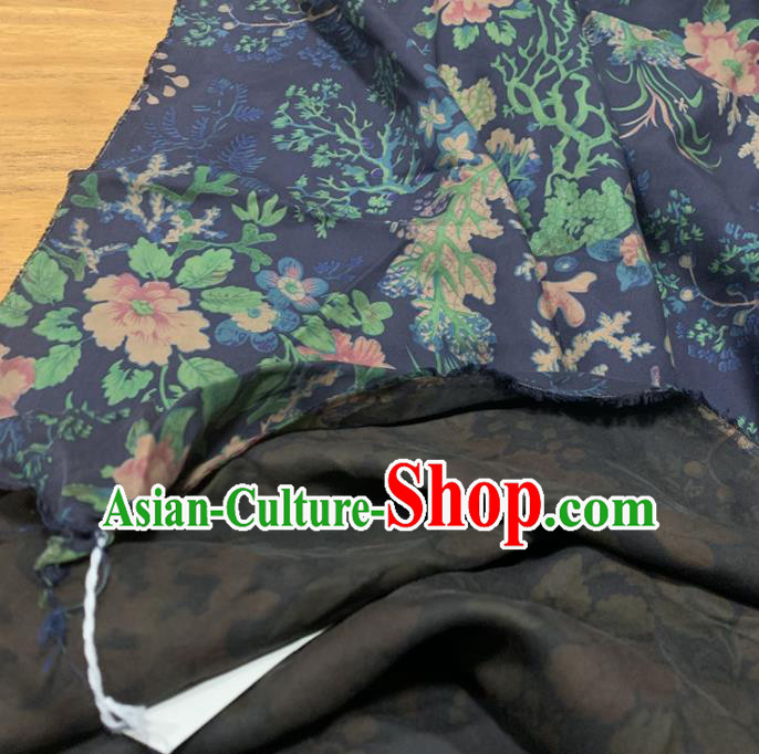 Chinese Classical Pattern Navy Silk Fabric Traditional Ancient Hanfu Dress Brocade Cloth Chinese Classical Pattern Navy Silk Fabric Traditional Ancient Hanfu Dress Brocade Cloth