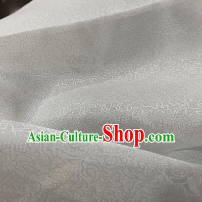 Chinese Classical Pattern White Silk Fabric Traditional Ancient Hanfu Dress Brocade Cloth