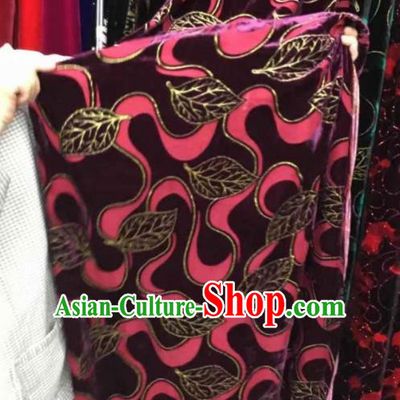 Traditional Chinese Classical Rosy Pattern Pleuche Fabric Ancient Cheongsam Dress Velvet Cloth