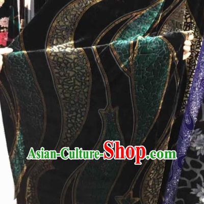 Traditional Chinese Classical Green Pattern Pleuche Fabric Ancient Cheongsam Dress Velvet Cloth
