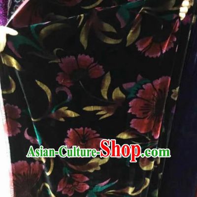 Traditional Chinese Classical Flowers Pattern Pleuche Fabric Ancient Cheongsam Dress Velvet Cloth