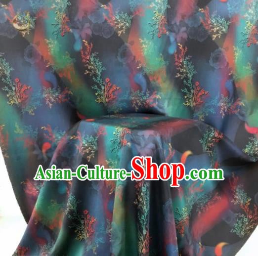Traditional Chinese Classical Pattern Navy Blue Silk Fabric Ancient Hanfu Dress Brocade Cloth Traditional Chinese Classical Pattern Navy Blue Silk Fabric Ancient Hanfu Dress Brocade Cloth
