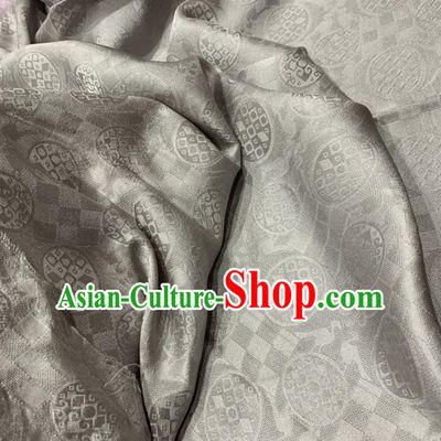Chinese Classical Pattern Light Grey Silk Fabric Traditional Ancient Hanfu Dress Brocade Cloth