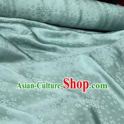 Chinese Classical Plum Pattern Light Green Silk Fabric Traditional Ancient Hanfu Dress Brocade Cloth
