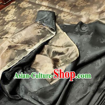 Chinese Classical Dragons Pattern Bronze Silk Fabric Traditional Ancient Hanfu Dress Brocade Cloth