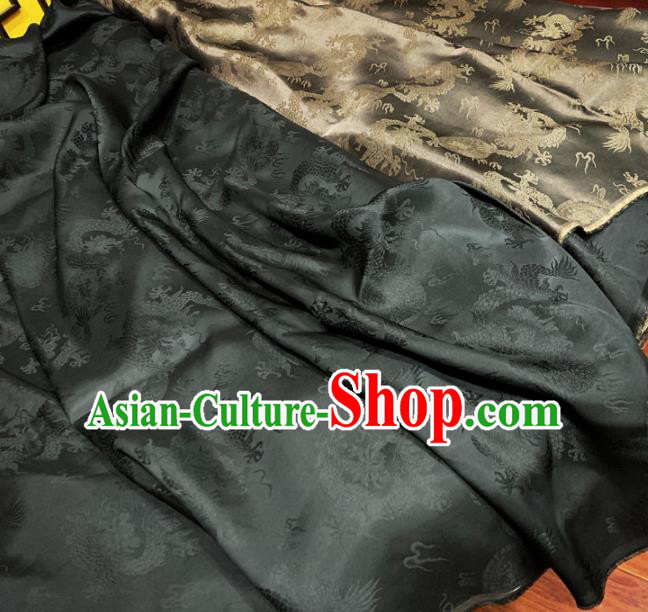 Chinese Classical Dragons Pattern Bronze Silk Fabric Traditional Ancient Hanfu Dress Brocade Cloth