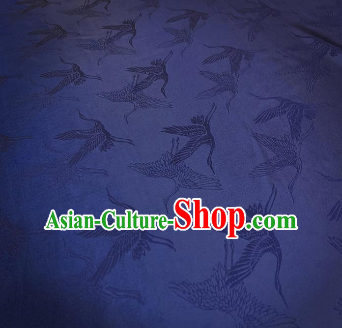 Chinese Classical Cranes Pattern Navy Blue Silk Fabric Traditional Ancient Hanfu Dress Brocade Cloth Chinese Classical Cranes Pattern Navy Blue Silk Fabric Traditional Ancient Hanfu Dress Brocade Cloth