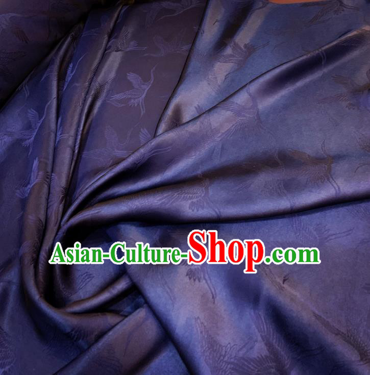 Chinese Classical Cranes Pattern Navy Blue Silk Fabric Traditional Ancient Hanfu Dress Brocade Cloth Chinese Classical Cranes Pattern Navy Blue Silk Fabric Traditional Ancient Hanfu Dress Brocade Cloth