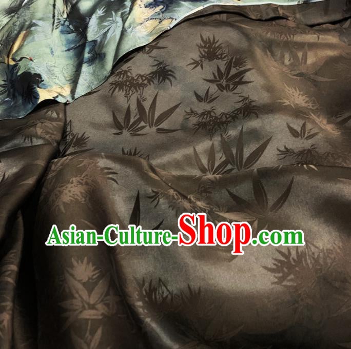 Chinese Classical Bamboo Leaf Pattern Grey Silk Fabric Traditional Ancient Hanfu Dress Brocade Cloth