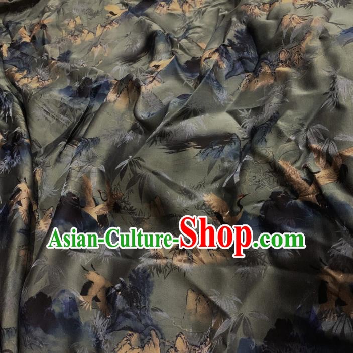 Chinese Classical Bamboo Leaf Pattern Grey Silk Fabric Traditional Ancient Hanfu Dress Brocade Cloth