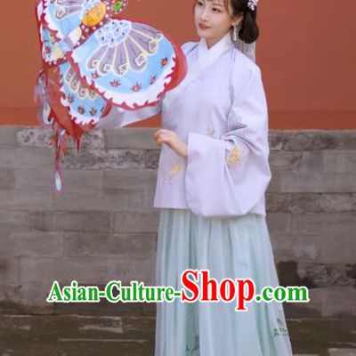 Traditional Chinese Ming Dynasty Young Lady Replica Costumes Ancient Servant Girl Hanfu Dress for Women