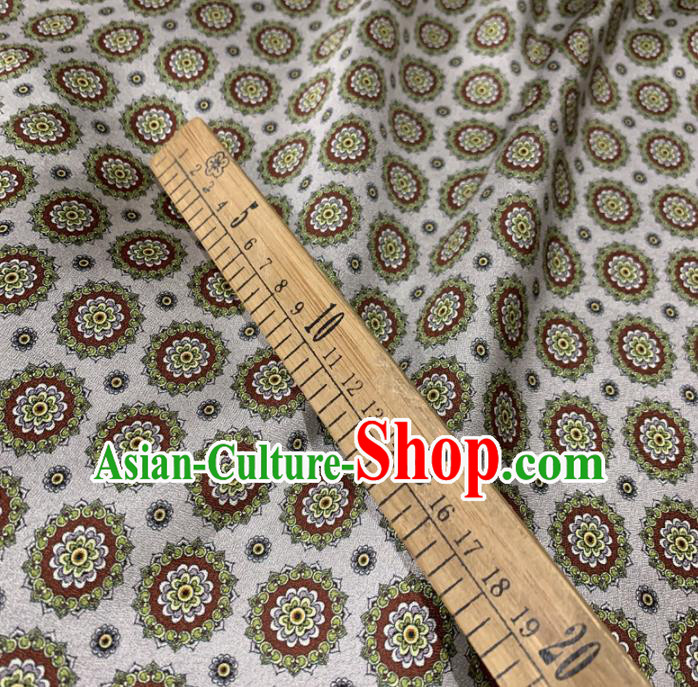 Chinese Classical Round Flowers Pattern White Silk Fabric Traditional Ancient Hanfu Dress Brocade Cloth Chinese Classical Round Flowers Pattern White Silk Fabric Traditional Ancient Hanfu Dress Brocade Cloth