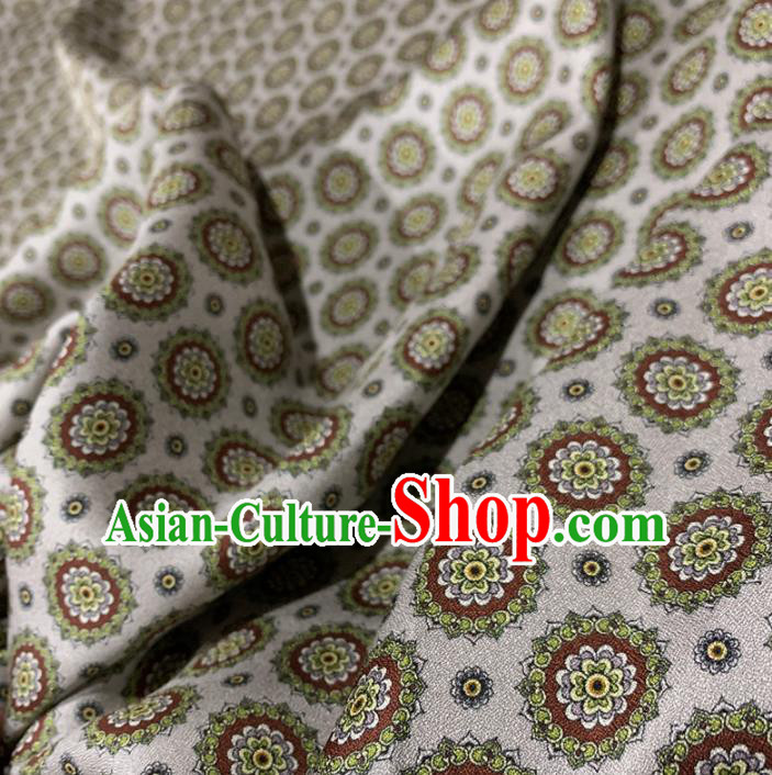 Chinese Classical Round Flowers Pattern White Silk Fabric Traditional Ancient Hanfu Dress Brocade Cloth Chinese Classical Round Flowers Pattern White Silk Fabric Traditional Ancient Hanfu Dress Brocade Cloth