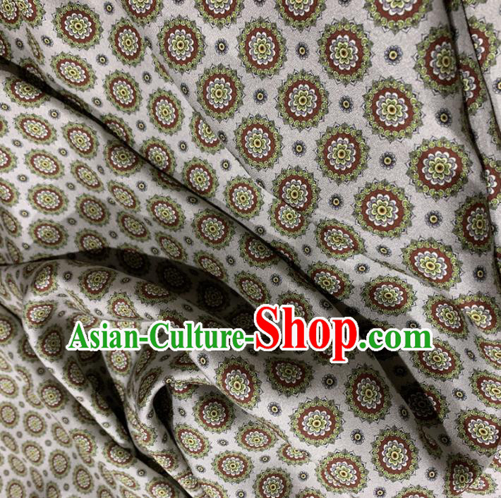 Chinese Classical Round Flowers Pattern White Silk Fabric Traditional Ancient Hanfu Dress Brocade Cloth Chinese Classical Round Flowers Pattern White Silk Fabric Traditional Ancient Hanfu Dress Brocade Cloth