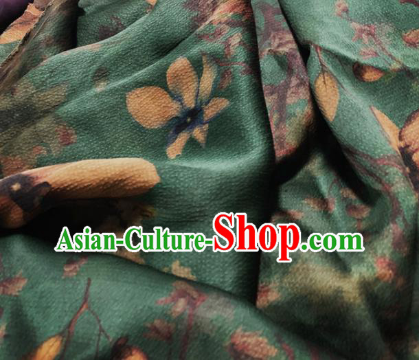 Chinese Classical Magnolia Pattern Dark Green Silk Fabric Traditional Ancient Hanfu Dress Brocade Cloth Chinese Classical Magnolia Pattern Dark Green Silk Fabric Traditional Ancient Hanfu Dress Brocade Cloth