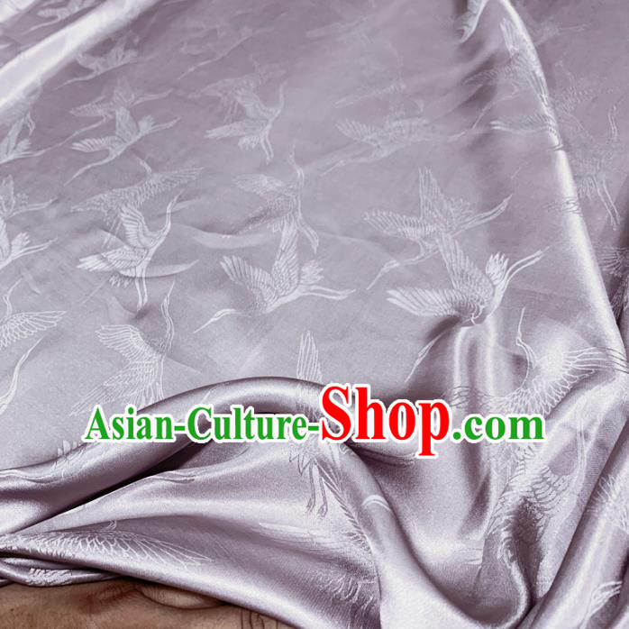 Chinese Classical Cranes Pattern Lilac Silk Fabric Traditional Ancient Hanfu Dress Brocade Cloth Chinese Classical Cranes Pattern Lilac Silk Fabric Traditional Ancient Hanfu Dress Brocade Cloth