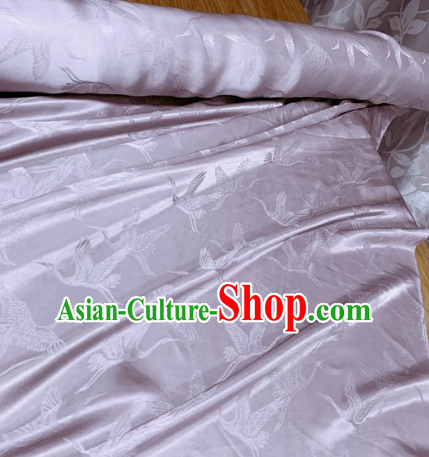 Chinese Classical Cranes Pattern Lilac Silk Fabric Traditional Ancient Hanfu Dress Brocade Cloth Chinese Classical Cranes Pattern Lilac Silk Fabric Traditional Ancient Hanfu Dress Brocade Cloth