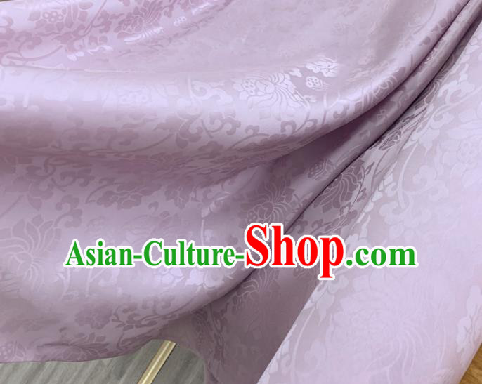 Chinese Classical Lotus Pattern Lilac Silk Fabric Traditional Ancient Hanfu Dress Brocade Cloth Chinese Classical Lotus Pattern Lilac Silk Fabric Traditional Ancient Hanfu Dress Brocade Cloth