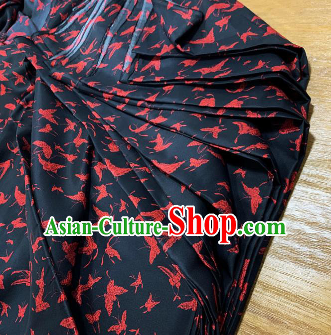 Chinese Classical Butterfly Pattern Black Silk Fabric Traditional Ancient Hanfu Dress Brocade Cloth Chinese Classical Butterfly Pattern Black Silk Fabric Traditional Ancient Hanfu Dress Brocade Cloth