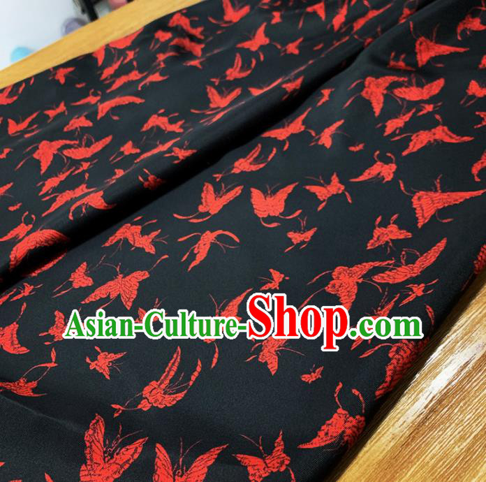 Chinese Classical Butterfly Pattern Black Silk Fabric Traditional Ancient Hanfu Dress Brocade Cloth Chinese Classical Butterfly Pattern Black Silk Fabric Traditional Ancient Hanfu Dress Brocade Cloth