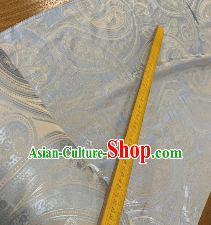 Chinese Classical Paisley Pattern Light Blue Silk Fabric Traditional Ancient Hanfu Dress Brocade Cloth Chinese Classical Paisley Pattern Light Blue Silk Fabric Traditional Ancient Hanfu Dress Brocade Cloth