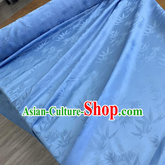 Chinese Classical Bamboo Leaf Pattern Blue Silk Fabric Traditional Ancient Hanfu Dress Brocade Cloth Chinese Classical Bamboo Leaf Pattern Blue Silk Fabric Traditional Ancient Hanfu Dress Brocade Cloth