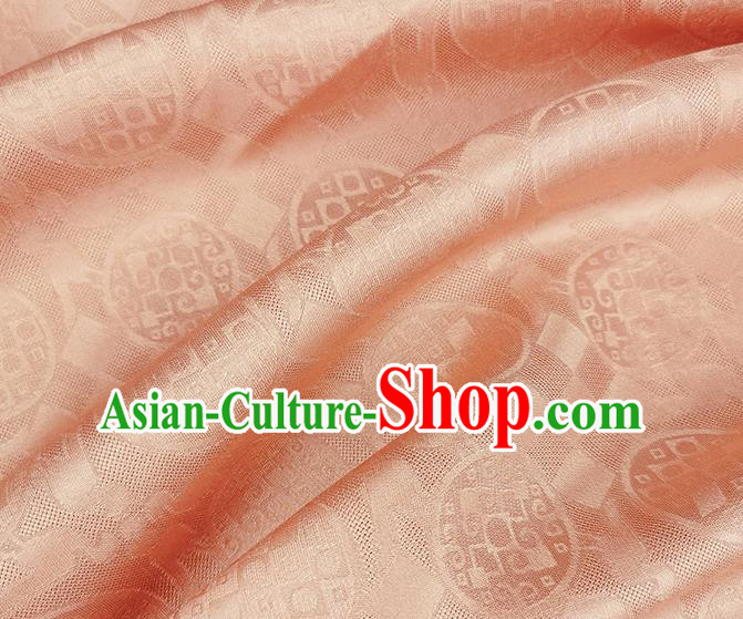 Chinese Classical Round Pattern Orange Silk Fabric Traditional Ancient Hanfu Dress Brocade Cloth Chinese Classical Round Pattern Orange Silk Fabric Traditional Ancient Hanfu Dress Brocade Cloth
