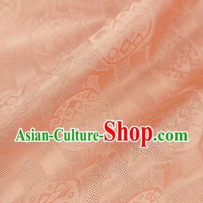 Chinese Classical Round Pattern Orange Silk Fabric Traditional Ancient Hanfu Dress Brocade Cloth