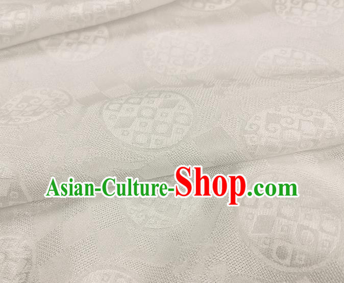 Chinese Classical Round Pattern White Silk Fabric Traditional Ancient Hanfu Dress Brocade Cloth Chinese Classical Round Pattern White Silk Fabric Traditional Ancient Hanfu Dress Brocade Cloth