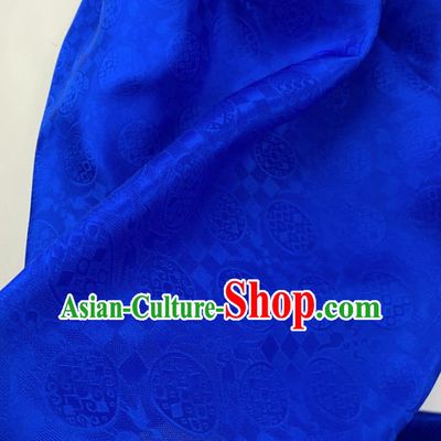Chinese Classical Round Pattern Royalblue Silk Fabric Traditional Ancient Hanfu Dress Brocade Cloth