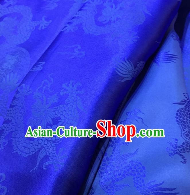Chinese Classical Dragon Pattern Royalblue Silk Fabric Traditional Ancient Hanfu Dress Brocade Cloth Chinese Classical Dragon Pattern Royalblue Silk Fabric Traditional Ancient Hanfu Dress Brocade Cloth