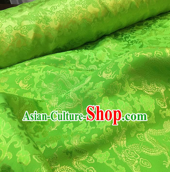 Chinese Classical Dragon Peony Pattern Green Silk Fabric Traditional Ancient Hanfu Dress Brocade Cloth Chinese Classical Dragon Peony Pattern Green Silk Fabric Traditional Ancient Hanfu Dress Brocade Cloth
