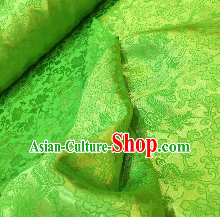 Chinese Classical Dragon Peony Pattern Green Silk Fabric Traditional Ancient Hanfu Dress Brocade Cloth Chinese Classical Dragon Peony Pattern Green Silk Fabric Traditional Ancient Hanfu Dress Brocade Cloth
