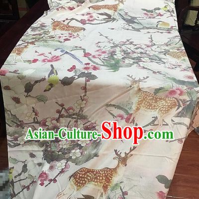 Chinese Classical Printing Pattern Silk Fabric Traditional Ancient Hanfu Dress Brocade Cloth