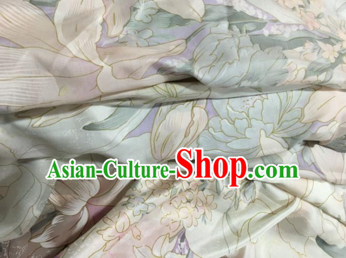 Chinese Classical Lily Flowers Pattern Silk Fabric Traditional Ancient Hanfu Dress Brocade Cloth Chinese Classical Lily Flowers Pattern Silk Fabric Traditional Ancient Hanfu Dress Brocade Cloth