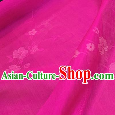 Chinese Classical Flowers Pattern Rosy Silk Fabric Traditional Ancient Hanfu Dress Brocade Cloth
