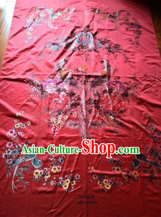Chinese Classical Phoenix Peony Pattern Red Silk Fabric Traditional Ancient Hanfu Dress Brocade Cloth Chinese Classical Phoenix Peony Pattern Red Silk Fabric Traditional Ancient Hanfu Dress Brocade Cloth