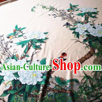 Chinese Classical Peony Pattern Silk Fabric Traditional Ancient Hanfu Dress Brocade Cloth