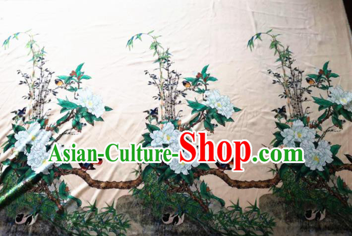 Chinese Classical Peony Pattern Silk Fabric Traditional Ancient Hanfu Dress Brocade Cloth