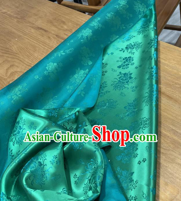 Chinese Classical Chrysanthemum Pattern Green Silk Fabric Traditional Ancient Hanfu Dress Brocade Cloth Chinese Classical Chrysanthemum Pattern Green Silk Fabric Traditional Ancient Hanfu Dress Brocade Cloth