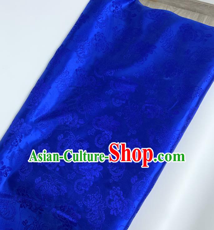 Chinese Classical Chrysanthemum Pattern Royalblue Silk Fabric Traditional Ancient Hanfu Dress Brocade Cloth Chinese Classical Chrysanthemum Pattern Royalblue Silk Fabric Traditional Ancient Hanfu Dress Brocade Cloth
