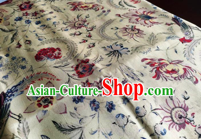 Chinese Classical Birds Pattern White Silk Fabric Traditional Ancient Hanfu Dress Brocade Cloth Chinese Classical Birds Pattern White Silk Fabric Traditional Ancient Hanfu Dress Brocade Cloth