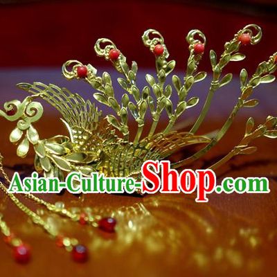 Chinese Traditional Ancient Court Queen Tassel Phoenix Hairpins Classical Hanfu Hair Accessories for Women