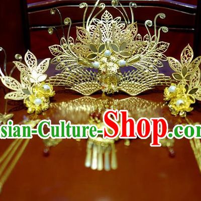 Chinese Traditional Ancient Court Queen Hair Comb Hairpins Classical Hanfu Hair Accessories Complete Set for Women