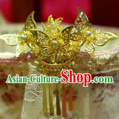Chinese Traditional Ancient Court Queen Butterfly Hair Comb Hairpins Classical Hanfu Hair Accessories for Women
