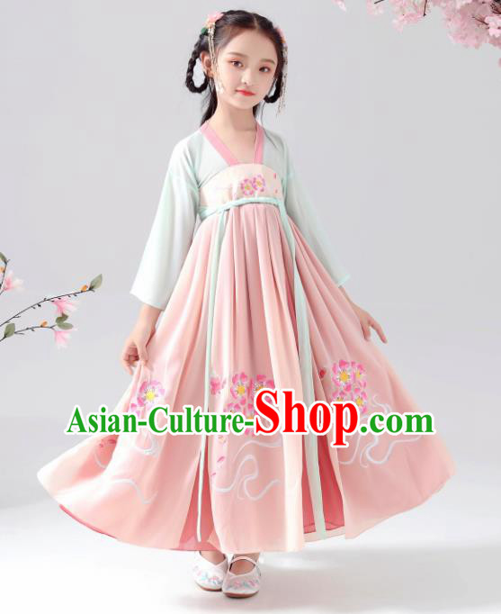 Chinese Traditional Tang Dynasty Girls Pink Hanfu Dress Ancient Princess Costume for Kids Chinese Traditional Tang Dynasty Girls Pink Hanfu Dress Ancient Princess Costume for Kids