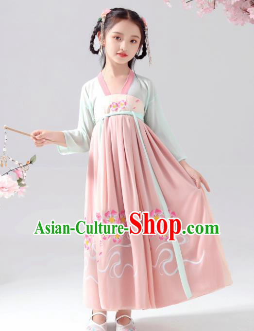 Chinese Traditional Tang Dynasty Girls Pink Hanfu Dress Ancient Princess Costume for Kids Chinese Traditional Tang Dynasty Girls Pink Hanfu Dress Ancient Princess Costume for Kids