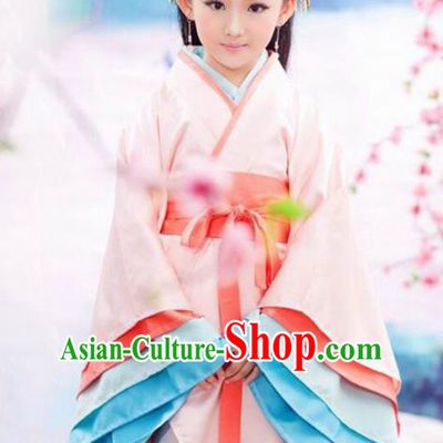 Chinese Traditional Han Dynasty Girls Pink Hanfu Dress Ancient Court Princess Costume for Kids